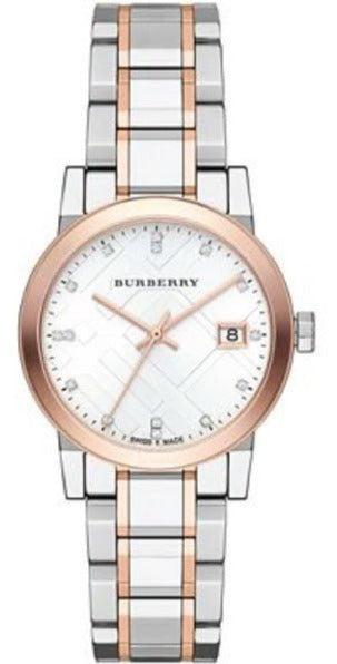 Shop Burberry The City Silver Dial Two Tone Steel Strap Watch for Women - BU9214 in USA