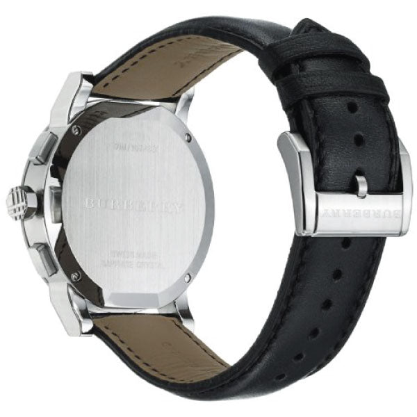 Burberry The City Chronograph White Dial Black Leather Strap Watch for Men - BU9355 Buy Now By Burberry