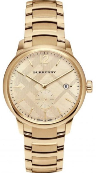 Shop Burberry The Classic Gold Dial Gold Steel Strap Watch for Men - BU10006 in USA