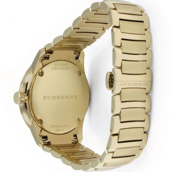 Shop Burberry The Classic Gold Dial Gold Steel Strap Watch for Men - BU10006 in USA