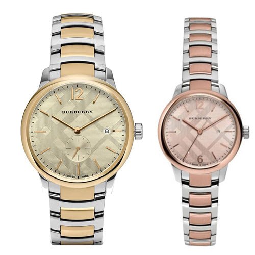 Shop Burberry The Classic Gold Dial Two Tone Steel Strap Watch for Men - BU10011 in USA