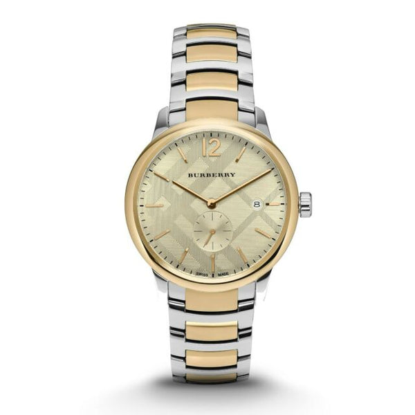 Shop Burberry The Classic Gold Dial Two Tone Steel Strap Watch for Men - BU10011 in USA