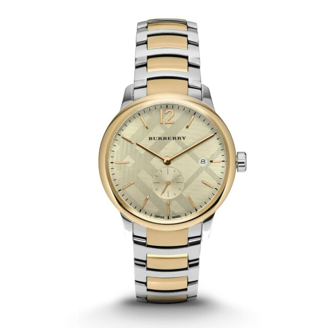 Shop Burberry The Classic Gold Dial Two Tone Steel Strap Watch for Men - BU10011 in USA