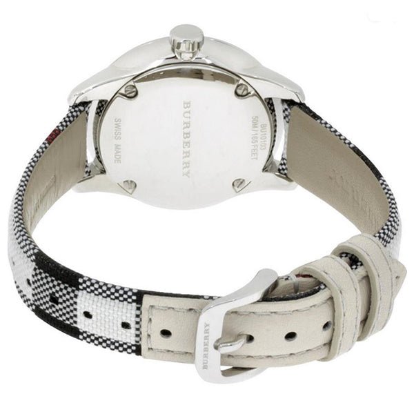 Shop Burberry Classic Stone Silver Dial Horseberry Black Leather Strap Watch for Women - BU10103 in USA