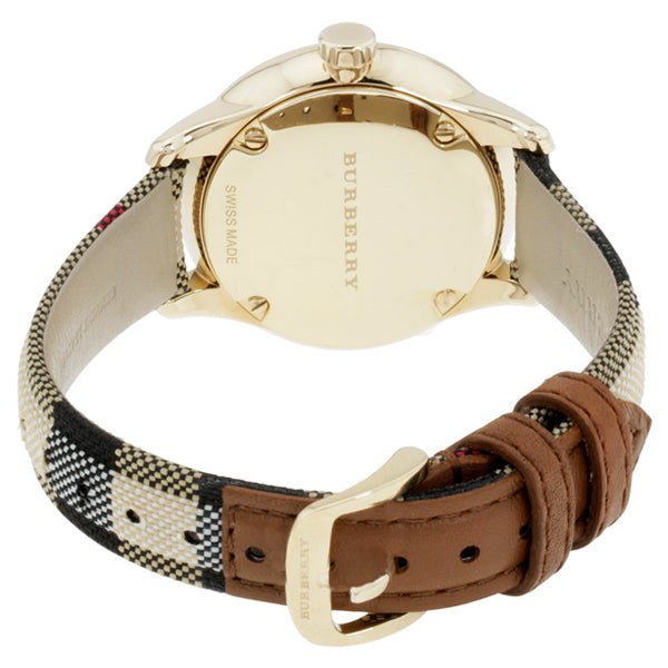 Shop Burberry Classic Champagne Gold Dial Horseferry Leather Strap Watch for Women - BU10104 in USA
