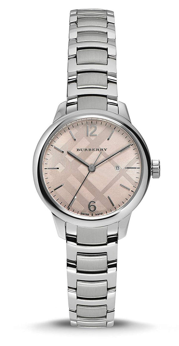 Shop Burberry The Classic Pink Dial Silver Steel Strap Watch for Women - BU10111 in USA
