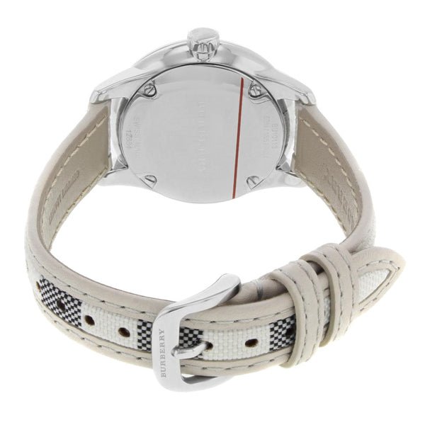 Burberry The Classic Guilloche Silver Dial Grey Leather Strap Watch for Women - BU10113 Buy Now By Burberry