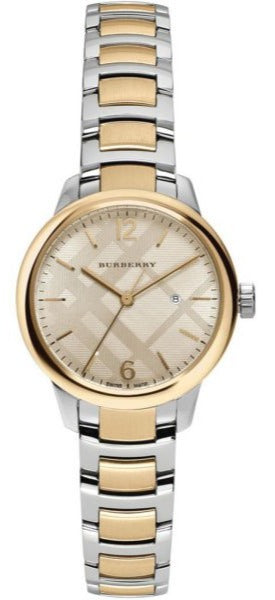 Shop Burberry The Classic Champagne Gold Dial Two Tone Steel Strap Watch for Women - BU10118 in USA