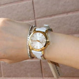Burberry The City White Dial White Leather Strap Watch for Women - BU9209