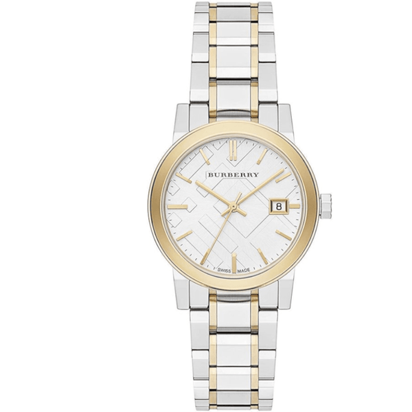 Shop Burberry The City Silver Dial Two Tone Steel Strap Watch for Women - BU9217 in USA