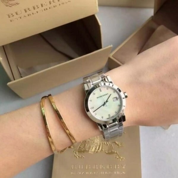 Burberry The City Diamonds Silver Dial Silver Steel Strap Watch for Women - BU9125 Buy Now By Burberry
