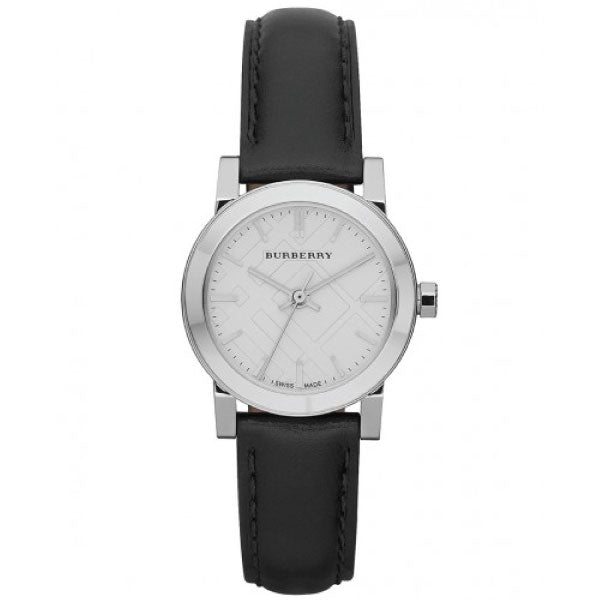 Shop Burberry The City White Dial Black Leather Strap Watch for Women - BU9206 in USA