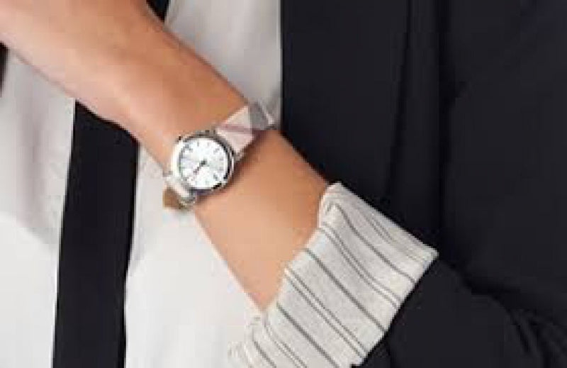 Shop Burberry The City Nova Silver Dial Brown Leather Strap Watch for Women - BU9212 in USA