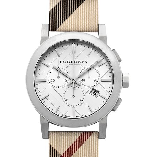 Burberry The City Nova White Dial Checked Brown Leather Strap Watch for Men - BU9357 Buy Now By Burberry