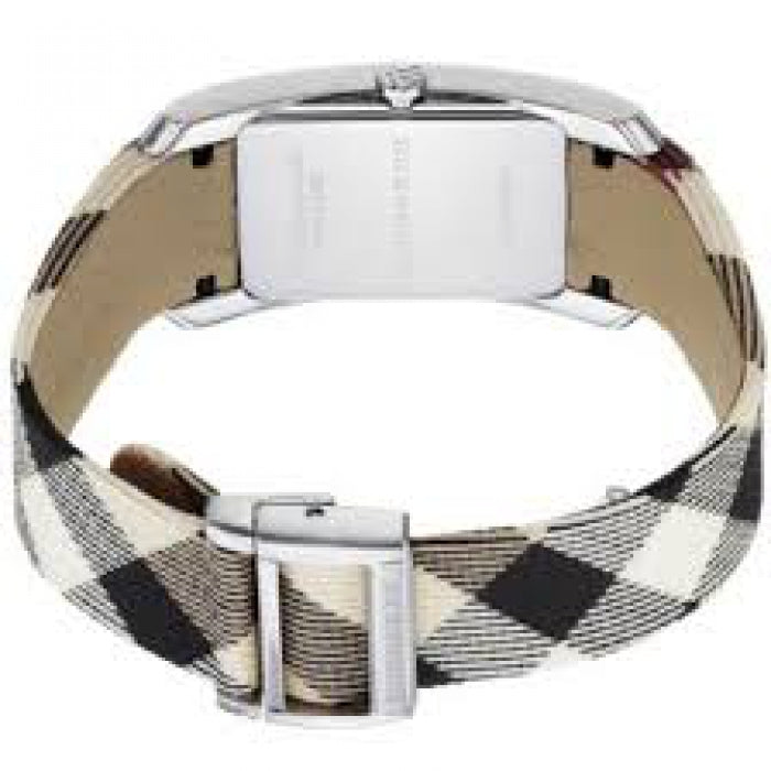 Shop Burberry Nova Check Silver Dial Two Tone Leather Strap Watch For Women - BU9404 in USA