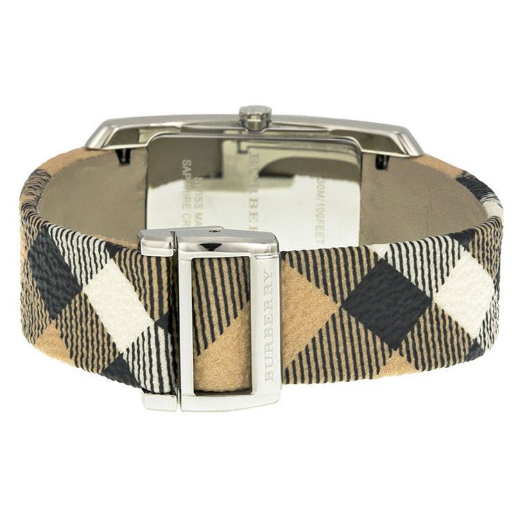 Burberry The Pioneer Silver Dial Haymarket Beige Leather Strap Watch for Women - BU9406 Buy Now By Burberry