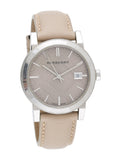 Burberry The City Beige Dial Beige Leather Strap Watch for Women - BU9107