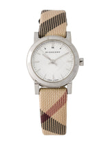 Shop Burberry The City Nova Silver Dial Brown Leather Strap Watch for Women - BU9212 in USA