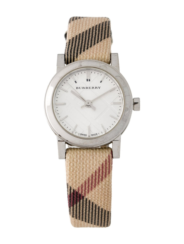 Shop Burberry The City Nova Silver Dial Brown Leather Strap Watch for Women - BU9212 in USA