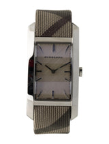 Shop Burberry Nova Check Silver Dial Two Tone Leather Strap Watch For Women - BU9404 in USA
