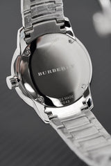 Shop Burberry The Classic Round Black Dial Silver Steel Strap Watch for Men - BU10005 in USA