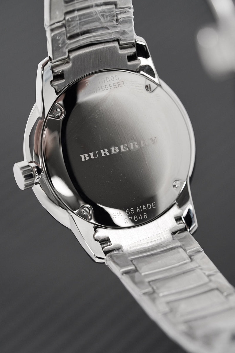 Shop Burberry The Classic Round Black Dial Silver Steel Strap Watch for Men - BU10005 in USA