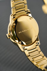 Shop Burberry The Classic Gold Dial Gold Steel Strap Watch for Men - BU10006 in USA