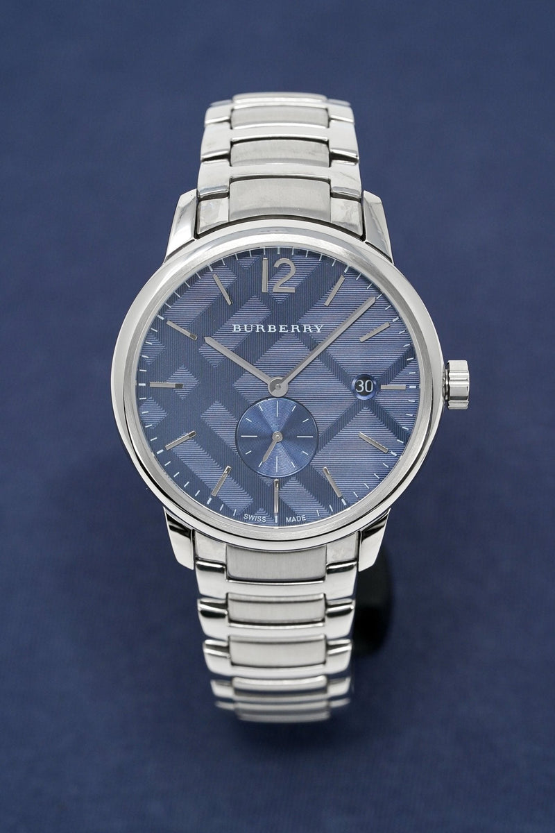 Shop Burberry The Classic Blue Dial Silver Steel Strap Watch for Men - BU10007 in USA