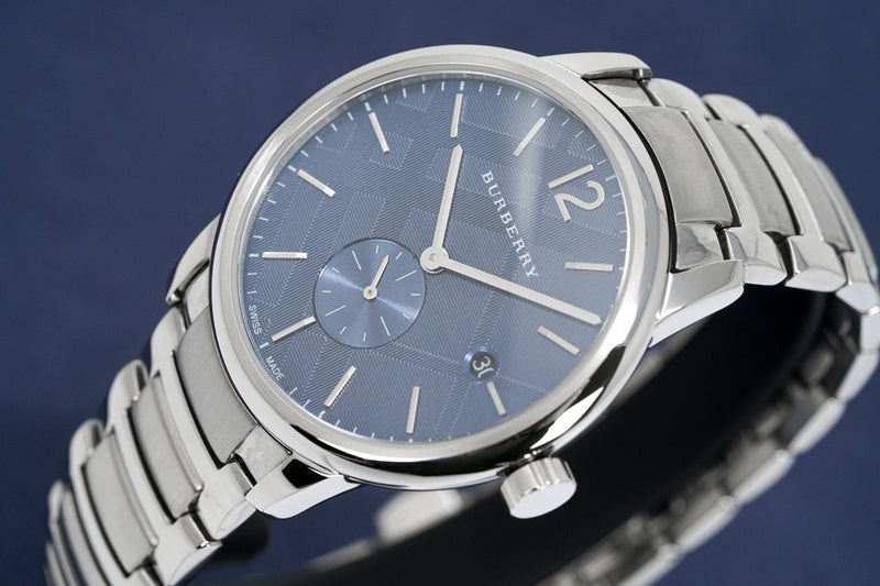 Shop Burberry The Classic Blue Dial Silver Steel Strap Watch for Men - BU10007 in USA