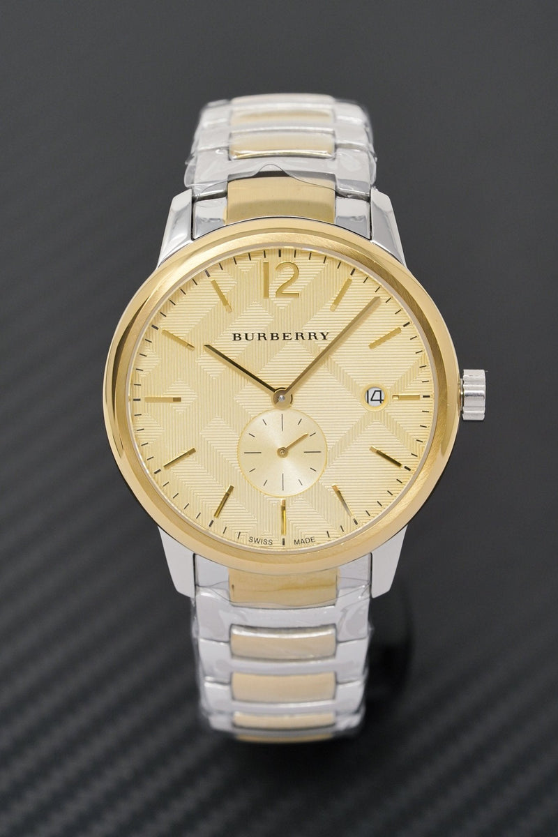 Shop Burberry The Classic Gold Dial Two Tone Steel Strap Watch for Men - BU10011 in USA