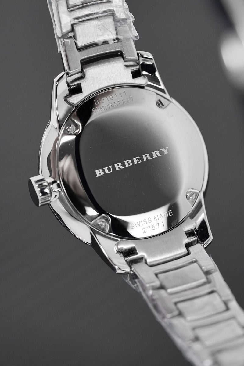 Shop Burberry The Classic Pink Dial Silver Steel Strap Watch for Women - BU10111 in USA