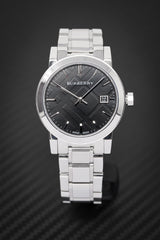 Shop Burberry The City Black Dial Silver Steel Strap Watch for Women - BU9101 in USA