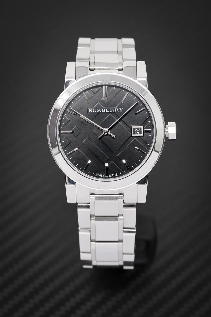 Shop Burberry The City Black Dial Silver Steel Strap Watch for Women - BU9101 in USA