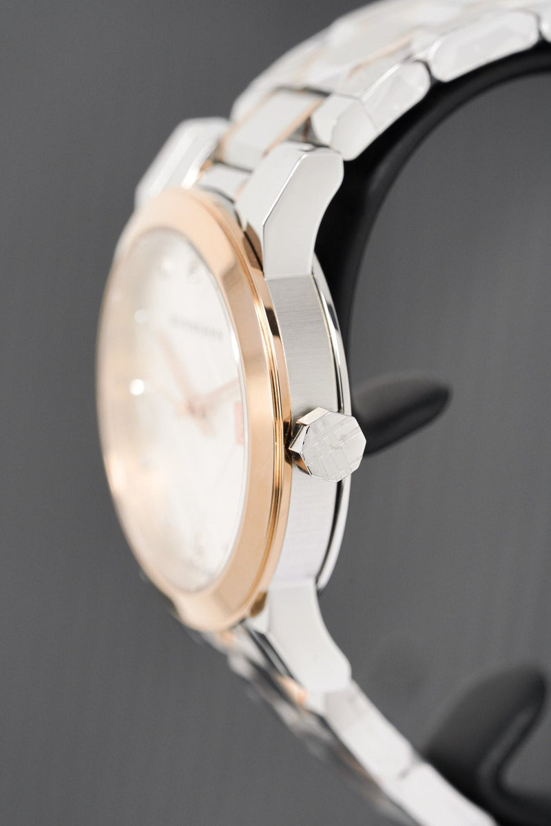 Burberry The City Diamonds White Dial Two Tone Steel Strap Watch for Women - BU9127 Buy Now By Burberry