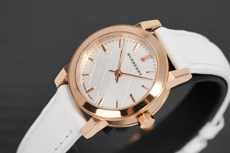 Burberry The City White Dial White Leather Strap Watch for Women - BU9012 Buy Now By Burberry