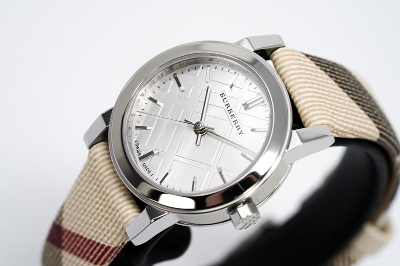 Shop Burberry The City Nova Silver Dial Brown Leather Strap Watch for Women - BU9212 in USA