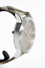 Burberry The City Smoke Dial Checked Brown Leather Strap Watch for Men - BU9358 Buy Now By Burberry