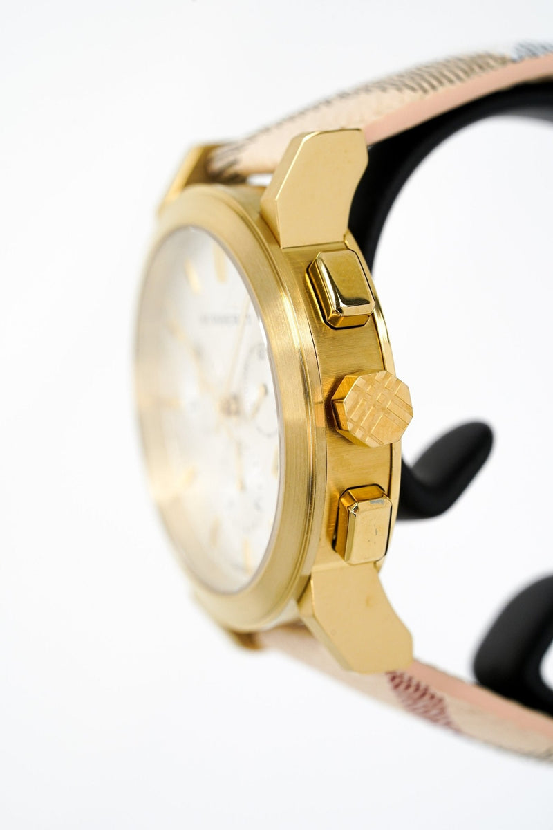 Burberry The City White Dial Haymarket Beige Leather Strap Watch for Women - BU9752 Buy Now By Burberry