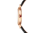 Shop Bvlgari Divas Dream Quartz Diamonds Black Dial Black Leather Strap Watch for Women - DREAM102841 in USA