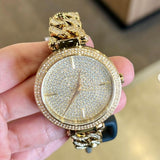 Shop Michael Kors Catelyn Crystals Gold Dial Gold Steel Strap Watch For Women - MK4674 in USA