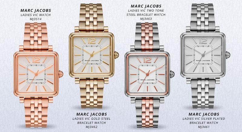Marc Jacobs Vic Silver Dial Gold Steel Strap Watch for Women - MJ3462 Buy Now By Marc Jacobs