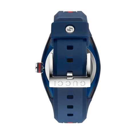 Shop Gucci Sync XXL Quartz Blue Dial Blue Rubber Strap Watch For Men - YA137104 in USA