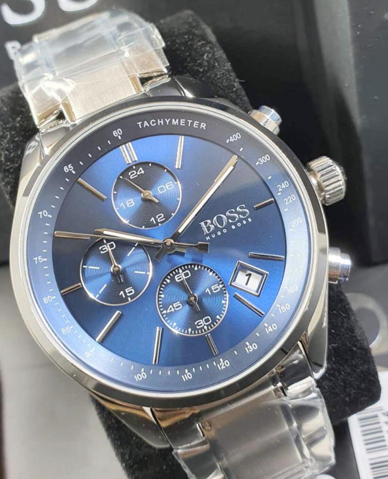 Hugo Boss Grand Prix Blue Dial Silver Steel Strap Watch for Men - 1513478 Buy Now By Hugo Boss