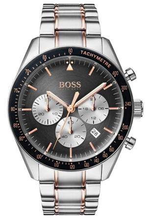 Hugo Boss Trophy Chronograph Grey Dial Two Tone Steel Strap Watch for Men - 1513634
