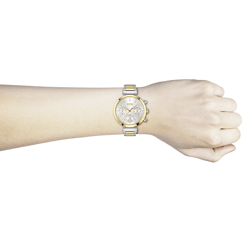Hugo Boss Flawless Silver Dial Two Tone Steel Strap Watch for Women - 1502550 Buy Now By Hugo Boss