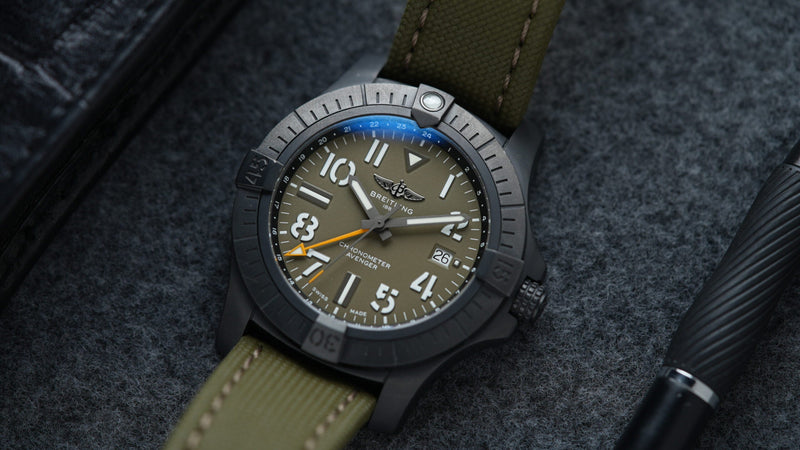 Shop Breitling Avenger Automatic GMT 45 Night Mission Green Dial Green Nylon Strap Watch for Men - V323952A1L1X1 in USA