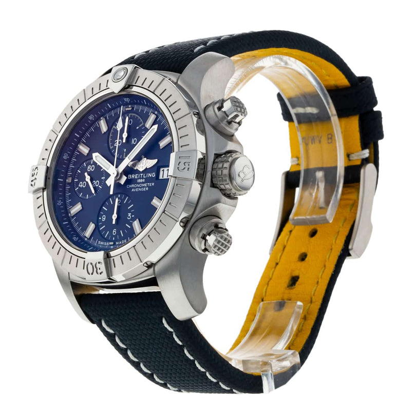 Shop Breitling Avenger Chronograph 43 Blue Dial Blue Nylon Strap Watch for Men - A13385101C1X1 in USA