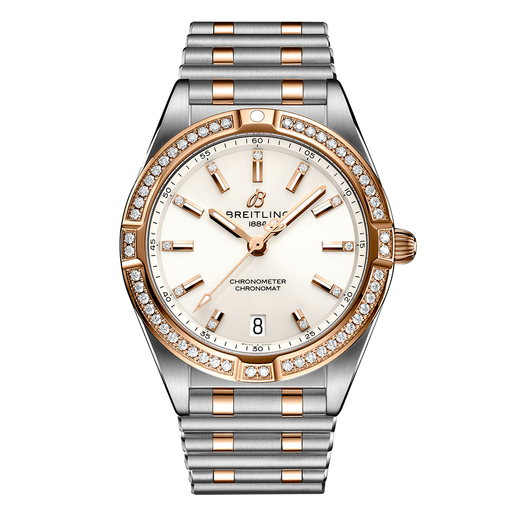 Breitling Chronomat 32 Diamonds White Dial Two Tone Steel Strap Watch for Women - U77310591A1U1