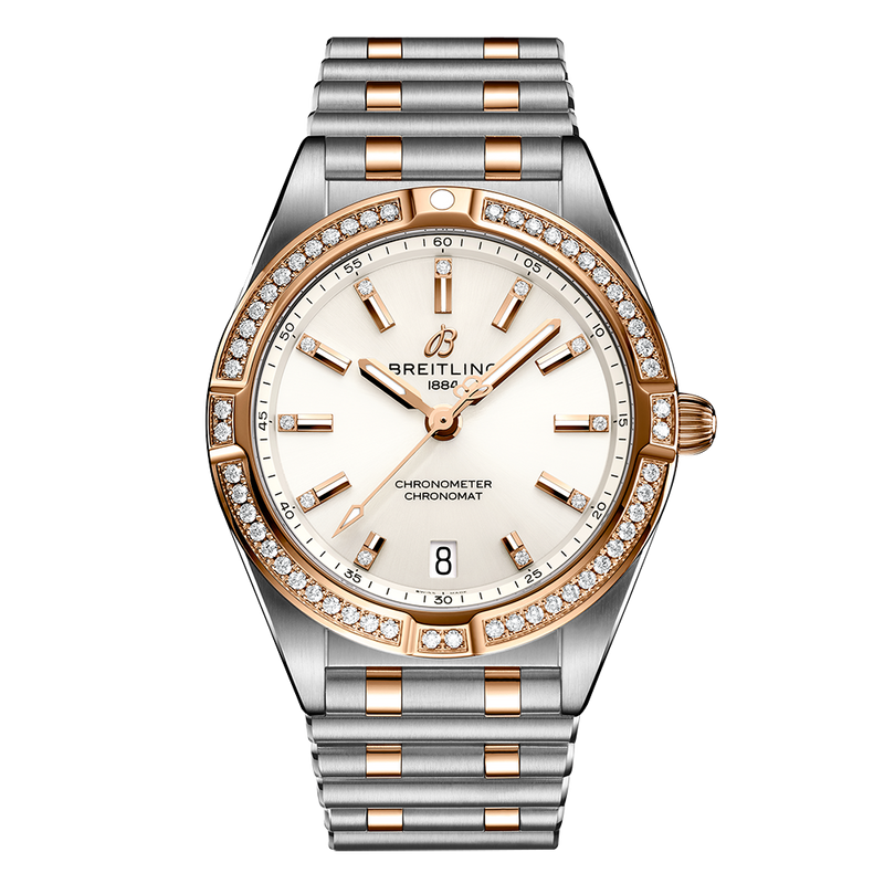 Breitling Chronomat 32 Diamonds White Dial Two Tone Steel Strap Watch for Women - U77310591A1U1