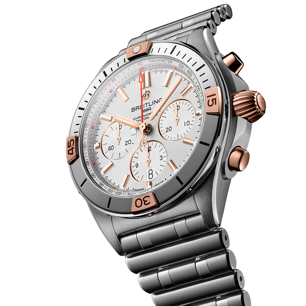Breitling Chronomat B01 42 White Dial Silver Steel Strap Watch for Men - IB0134101G1A1